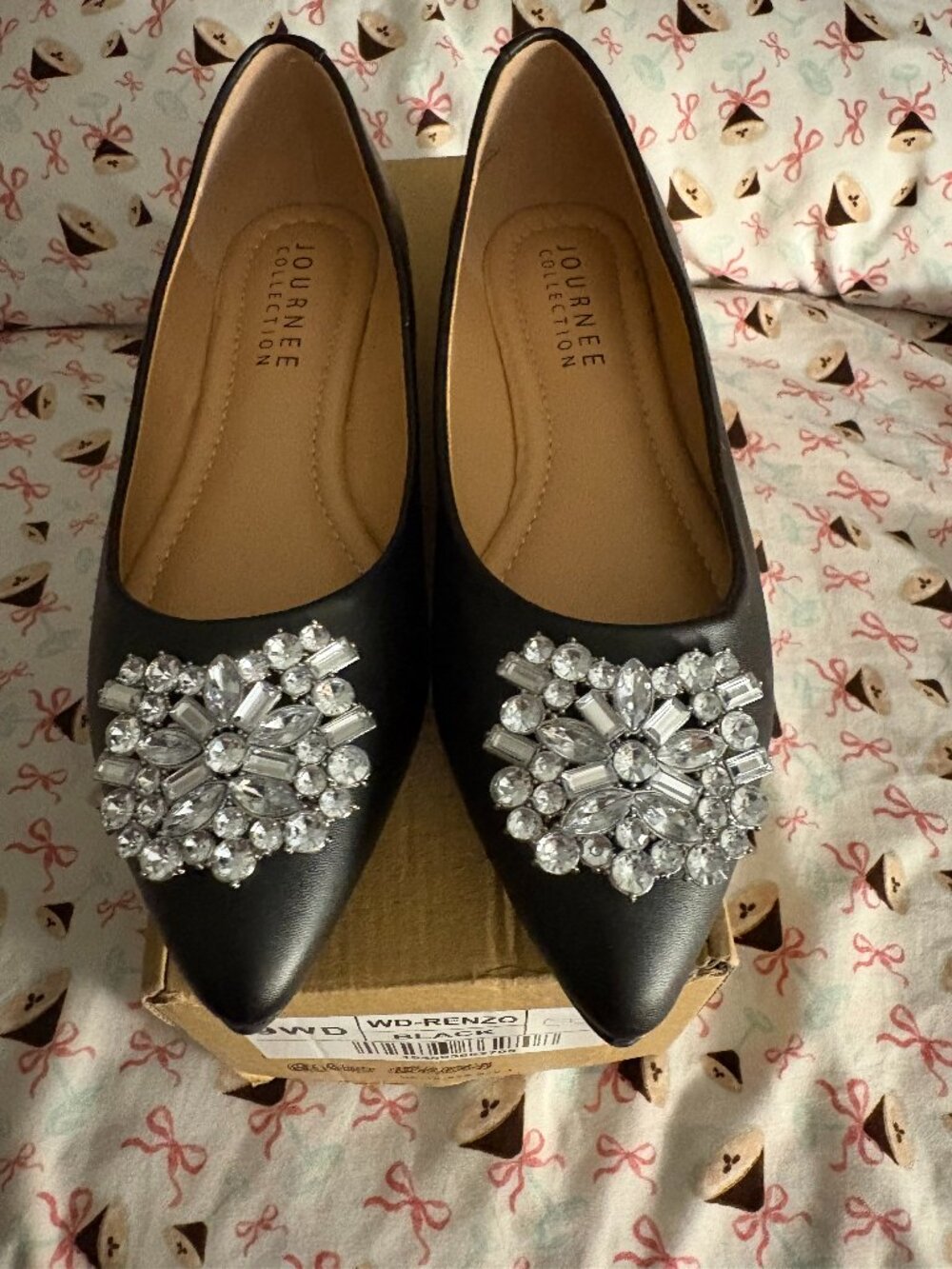 Journee- Renzo Jewel Embellished Pointed Toe Flats (wide width)